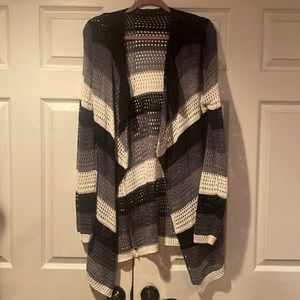 Crochet Black, White & Gray Sweater